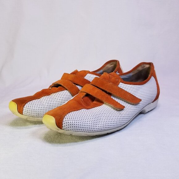 Paul Green White Orange Leather Sneakers Women's size 7 - Picture 4 of 8